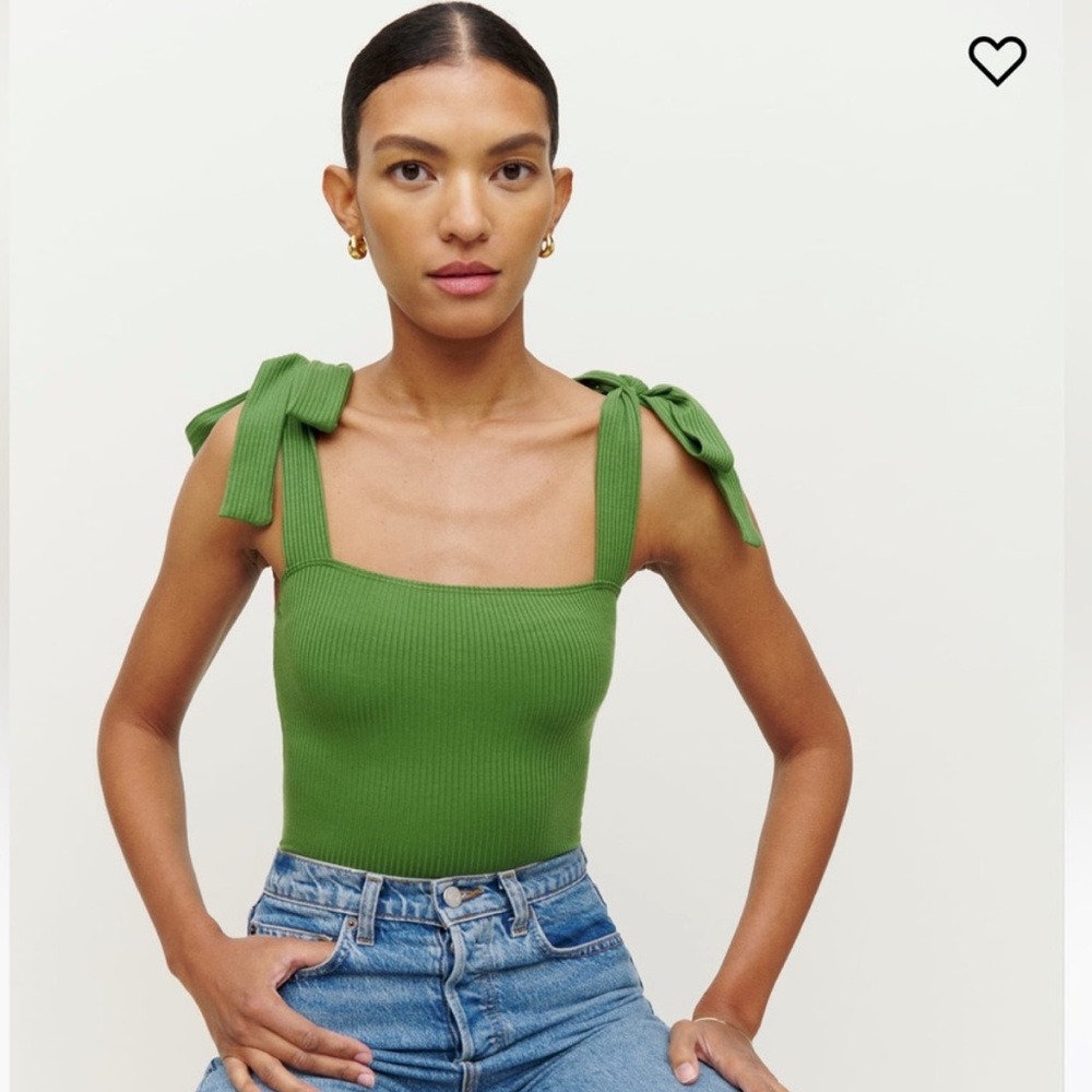 Reformation Canyon Tie Strap Knit Tank in Green - XS, Like New 💚